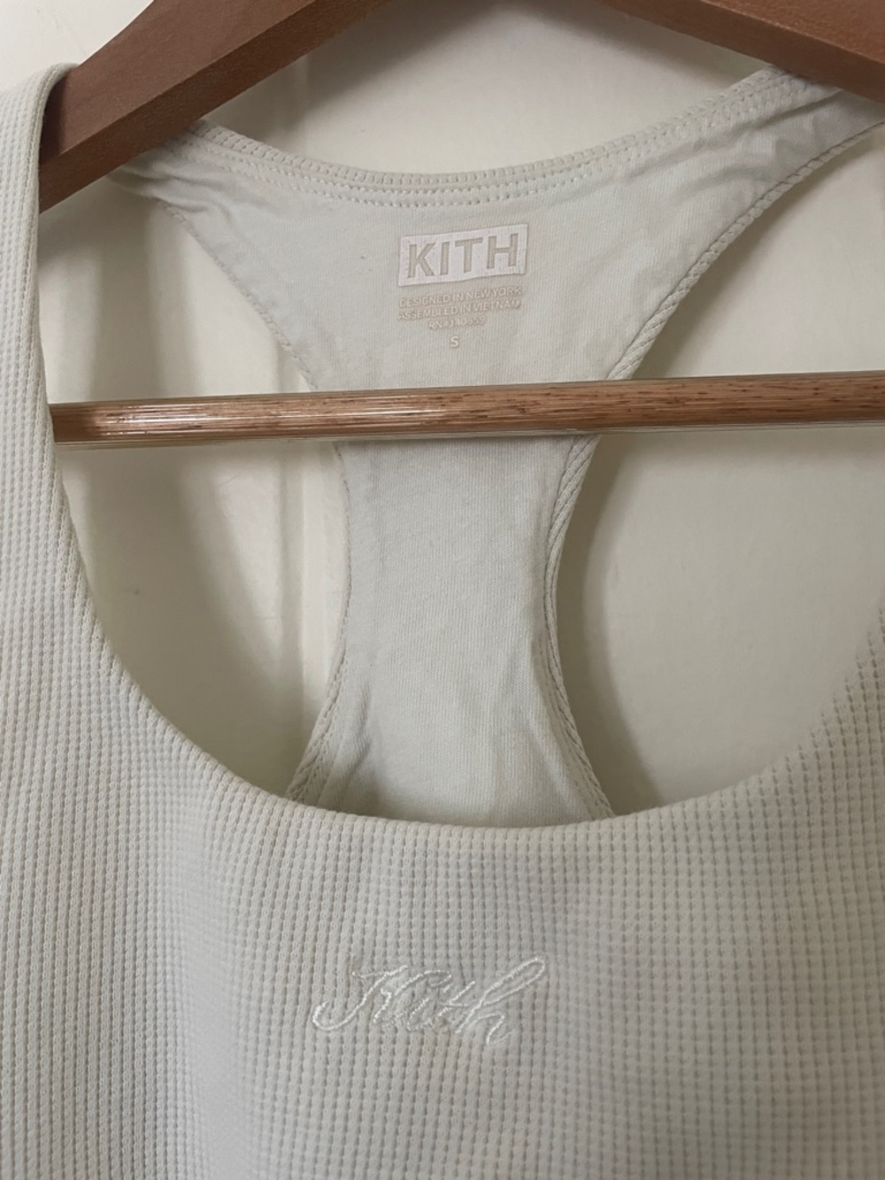 Keith White Ribbed Racerback Crop Top/ Sports Bra - Picture 2 of 6